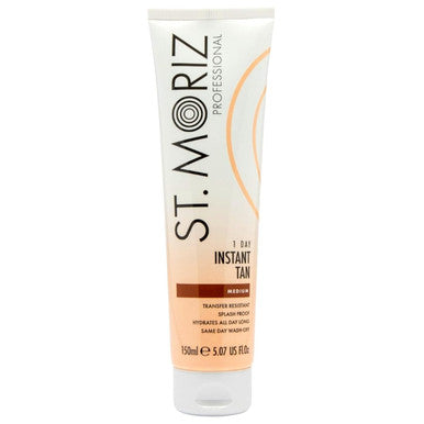 St. Moriz Professional Medium Instant Tan 1 Day Wash Off Fake Tan Lotion with Aloe Vera and Vitamin E Fast-Drying Transfer-Resistant Vegan 150ml