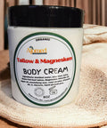Beef Tallow & Magnesium Body Butter - Grass Fed And Finished Beef Tallow Magnesium Cream- Handmade Moisturizer For Cracked, Dry, Itchy Skin- Eczema Cream- Diaper Rash (Oatmeal & Honey)