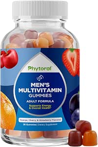 Phytoral Natural Multivitamin for Men Gummies with Zinc Vitamin D C A and Biotin B6 B12 Full Health Supplement