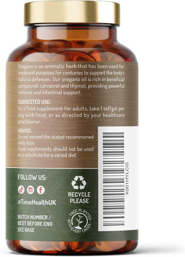 Oregano Oil - 120 Softgels - Vegan & Carrageenan- - 125Mg Carvacrol Per Softgel - Contains Thymol - Uk Made - Zero Additives (120 Softgel Bottle)