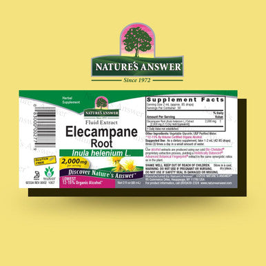 Nature'S Answer Elecampane Root 2 oz. Low Organic Alcohol 2000mg - Herbal Supplement - Non GMO & Kosher - Low Alcohol Gluten 100% Vegan - 2 FL Oz