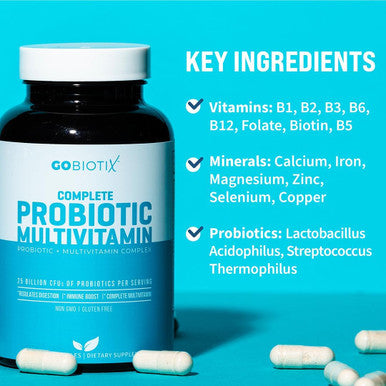 Gobiotix Probiotic Multivitamin Supplement - Daily Multivitamins With Probiotics - 25 Billion Cfu - Boost Immunity And Digestive Health, Probiotics For Women And Men - Gluten Pills - 90 Capsules