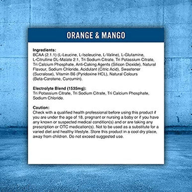 Applied Nutrition BCAA Powder Branched Chain Amino Acids Supplement with Vitamin B6 Replenish Electrolytes Amino Hydrate Intra Workout and Recovery Powdered Energy Drink 450g (Orange & Mango)