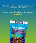 Bioglan Biotic Balance Dark Choc Balls, 3 Billion CFU Probiotic, live cultures wrapped in delicious dark chocolate, contains Lactobacillus Rosell, Bifodobacterium Rosell, & Inulin. 30 balls