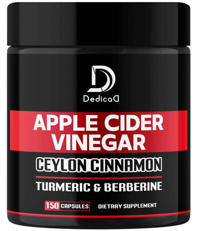 Apple Cider Vinegar Capsules 600Mg Ceylon Cinnamon 300Mg Turmeric Curcumin 300Mg & Berberine 300Mg - Dietary Supplement Support