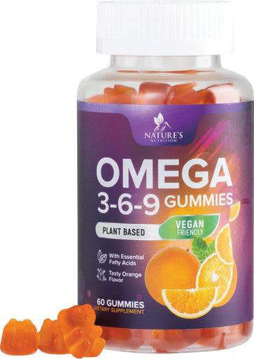 Omega 3 6 9 Gummies Vegan Essential Fatty Acid Supplement - Perilla Oil 369 Gummy - Best Plant-Based Heart Support, Non-GMO - 60 Gummies