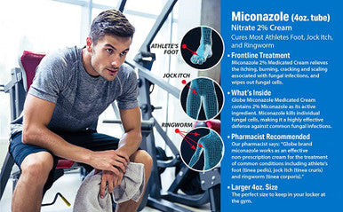Miconazole Globe (6 Pack) 2 Nitrate 2 Antifungal Cream Cures Most Athletes Foot Jock Itch Ringworm And More 1 Oz Tube