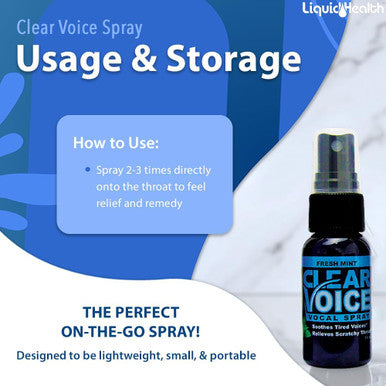 Liquidhealth Clear Voice Oral Throat Spray Singing Ease Clarity Soothing Dampener Moisturizer Relief Vocal Eze Reducer Booster Treatment Fresh Mint Flavor (3pack)