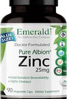 Emerald Labs Zinc 25mg Immune Support Digestive Health Oxidative Stress Support Made with Zinc Bisglycinate Vegan and GlutenFree 90 Vegetable Capsules
