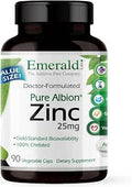 Emerald Labs Zinc 25mg Immune Support Digestive Health Oxidative Stress Support Made with Zinc Bisglycinate Vegan and GlutenFree 90 Vegetable Capsules