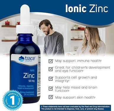Trace Minerals Ionic Zinc 50 Mg - Dietary Supplement With Zinc, Magnesium & Chloride - Support Healthy Digestion & Immune Function - Zinc For Skin & Brain Health - 2 Fl Oz (About 48 Servings)