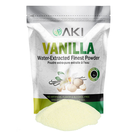 AKI Vanilla Water Extracted Powder From Authentic Beans for Flavoring, Cooking, Baking & Smoothies - Sugar Free & Alcohol Free - Added 2% Monk Fruit Sweetener - Non-GMO & Vegan (2.11oz/60g)