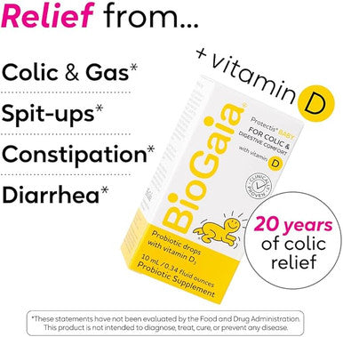 BioGaia Probiotics Drops with Vitamin D for Baby, Infants, Newborn and Kids Colic, Spit-Up, Constipation and Digestive Comfort, #1 Pediatrician Recommended Probiotic for Colic, 10 ML, 0.34 oz, 2 Pack