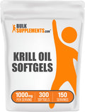 BulkSupplements Krill Oil 1000mg Softgels - Krill Oil Supplement - Omega 3 Supplement - 2 Krill Oil 500mg Softgels , Antarctic Krill Oil - Krill Oil Omega 3 Pills (300 Softgels)
