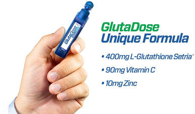 GlutaDose | Detox Everyday | Support Immune Function and Increase Energy | 400mg Glutathione+Vitamin C+Zinc | 30-Day Box | Liquid Vials | Made in USA (30 Doses)