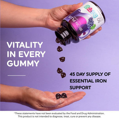 Livs Iron Plus Gummy Vitamin Iron With Vitamin C Made In Usa Iron Gummies For Adults & Kids All-Natural, Gluten-Free, Non-Gmo & Vegan Iron Supplement Gummies Grape Flavored, 90 Count