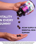 Livs Iron Plus Gummy Vitamin Iron With Vitamin C Made In Usa Iron Gummies For Adults & Kids All-Natural, Gluten-Free, Non-Gmo & Vegan Iron Supplement Gummies Grape Flavored, 90 Count