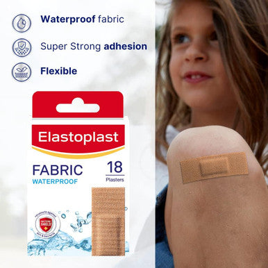 Elastoplast 18S Waterproof Fabric Plaster Strips (Pack Of 10 = Total 180), Large Pack Of Fabric Plasters, Breathable Plasters, Plasters Waterproof