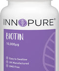 BIOTIN Tablets, Super Strength Hair Growth Supplement 10,000mcg - Vegan Society Approved - 120 Tablets - Made in The UK
