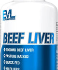 Evlution Grass Fed Beef Liver Capsules - Pasture Raised Desiccated 3000Mg - Supplement For Energy Immunity And Liver Support - Iron Rich Beef Organ Supplement For Men And Women (30 Servings)