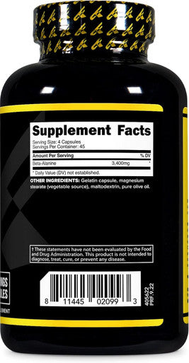 Primaforce Beta Alanine Capsules 3400mg 180 Capsules (45 Servings) - Potent Beta-Alanine Supplement
