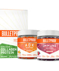 Bulletproof Vitamins A+D+K Gummies, Immune Gummies, And Unflavored Collagen Protein Powder Packets, Pack Of 15