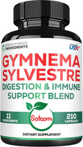 Satoomi 1000Mg Gymnema Sylvestre Supplements - 210 Capsules - Gymnema Extract 20:1 With Berberine Hcl Quercetin & More - Support For Immune Digestive Health & Body Management