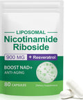 Nad Nicotinamide Riboside 900, Nicotinamide Riboside, Nad+ Supplement, With Posomal Resveratrol, Quercetin, Supports Healthy Anti-Aging, Improves Immunity - 80 Capsules