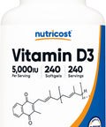 Nutricost Vitamin D3 5000 IU (125mcg) 240 Softgels GMOFree Gluten Free Vitamin D