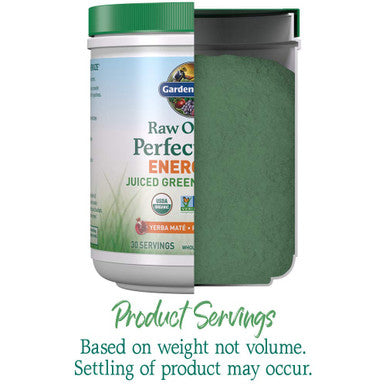 Garden of Life Raw Organic Perfect Food Energizer Juiced Green Superfood Powder - Yerba Mate Pomegranate 30 Servings Green Superfood Powder & Probiotics Gluten Free Whole Food Greens Supplements