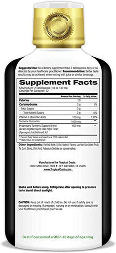 Liquid Turmeric Curcumin w/ Bioperine 1650mg Maximum Strength | Highest Potency of Turmeric, Black Pepper & Vitamin C | Natural Anti-Inflammatory & Joint Support | 98% Absorption Rate | 32 Serv