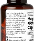 Santa Cruz Paleo Magnesium + Potassium Caps Supplement For Men And Women Paleo Keto Sugar and Gluten Magnesium Glycinate 166Mg And Potassium Citrate 38Mg Per Serving American Made 60 Caps