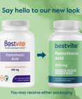Bestvite Pantothenic Acid 500mg (Vitamin B5)(240 Vegetarian Capsules) - No Stearates - No Gelatin - No Calcium Silicate - Vegan - Non GMO - Gluten