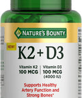 Nature'S Bounty Vitamin D3 K2 Supplement 4000 Iu Vitamin D3 Plus 100 Mcg Of Vitamin K For Heart and Bone Health Supplements For Adults