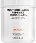 Codeage Multi Collagen Chocolate Protein Powder - Hydrolyzed Bovine Collagen Peptides 5 Collagen Types & MCT Oil - Collagen Creamer Chocolate Collagen Peptides - Protein Shakes - Non-GMO - 18.17 oz