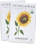 Sereniseed Certified Organic Mammoth Grey Stripe Sunflower Seeds (2-Pack) ÃƒÆ’Ã†â€™Ãƒâ€šÃ‚Â¢ÃƒÆ’Ã‚Â¢ÃƒÂ¢Ã¢â€šÂ¬Ã…Â¡Ãƒâ€šÃ‚Â¬ÃƒÆ’Ã‚Â¢ÃƒÂ¢Ã¢â‚¬Å¡Ã‚Â¬Ãƒâ€¦Ã¢â‚¬Å“ 100% Non GMO, Open Pollinated ÃƒÆ’Ã†â€™Ãƒâ€šÃ‚Â¢ÃƒÆ’Ã‚Â¢ÃƒÂ¢Ã¢â€šÂ¬Ã…Â¡Ãƒâ€šÃ‚Â¬ÃƒÆ’Ã‚Â¢ÃƒÂ¢Ã¢â‚¬Å¡Ã‚Â¬Ãƒâ€¦Ã¢â‚¬Å“ Guide for Indoor & Outdoor Garden Planting