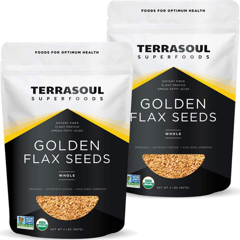 Terrasoul Superfoods Organic Golden Flax Seeds, 2 Lbs - Fiber | Protein | Omega Fats