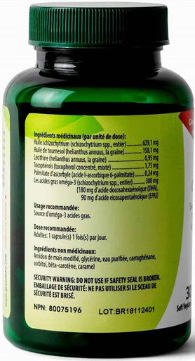 Greeniche Natural Omega-3 Supplement 30 Capsules Source of Omega-3 Fatty Acids DHA/EPA Plant Based Formula One Capsule a day 100% vegetarian Gluten NON-GMO Halal & Kosher