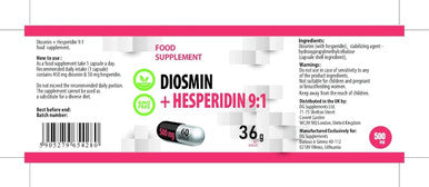 Hepatica Diosmin Hesperidin 500Mg 60 Vegan Capsules, 3Rd Party Lab Tested, High Strength Supplement, No Fillers Or Bulkers