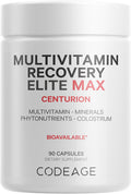 Codeage Multivitamin Recovery Elite Max Supplement - Vitamins A C D E B-Complex Essential Minerals Antioxidants Colostrum Phytonutrients Pantethine Non-GMO Sport Multivitamins - 90 Capsules