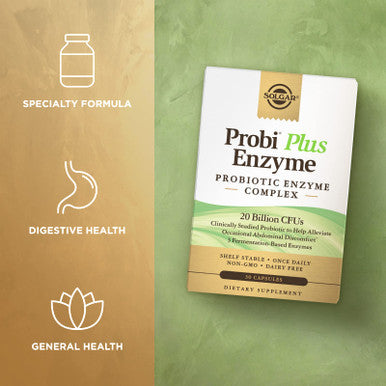 Solgar Probi Plus Enzyme Complex 30 Capsules - 20 Billion Cfu Probiotic Plus Enzymes - Once Daily - Clinically-Studied To Alleviate Occasional Gas & Bloating - Non-Gmo & Dairy Free 30 Servings