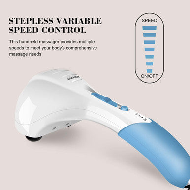 Cotsoco Handheld Neck Back Massager - Double Head Electric Full Body Massager - Deep Tissue Percussion Massage Hammer For Muscles, Arm, Neck, Shoulder, Back, Leg, Foot (Blue)