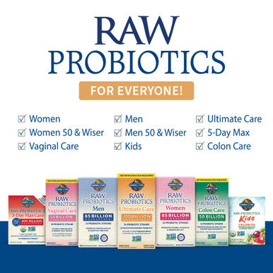 Garden of Life Raw Probiotics 100 Billion Cfu Shelf Stable 30 Capsules For Men And Women Digestive Enzymes Clinically Studied Strains