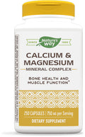 Nature'S Way Calcium & Magnesium Mineral Complex, 750 Mg Per Serving, 250 Capsules