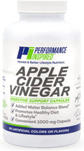 Performance Inspired Nutrition Apple Cider Vinegar Natural Capsules Supports Healthy Weight Loss Blood Sugar Immune System Water Balance Big 180 Count