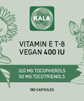 Vitamin E All 8 Tocopherols + Tocotrienols 400 IU Vegan Alpha Tocopherol/Tocotrienol + Beta Tocopherol/Tocotrienol + Gamma Tocopherol/Tocotrienol + Delta Tocopherol/Tocotrienol (180)