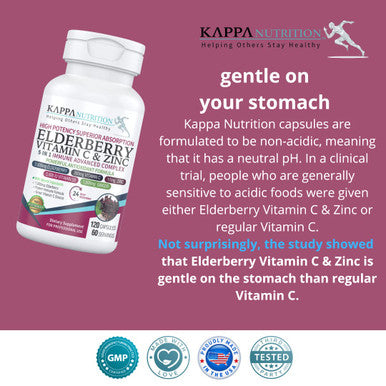 KAPPA NUTRITION Sambucus Elderberry with Vitamin C, Zinc, Vitamin D3 5000 IU & Ginger (120 Capsules) - Antioxidant & Immune Support Supplement, 2 Month Supply - 5 in 1 Black Elderberry for