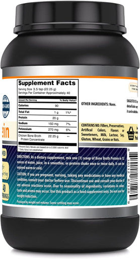 Amazing Nutrition Formulas Chicken Bone Broth Protein Powder Supplement | Unflavored | Non-GMO | Gluten | Made in USA (2 Lb Unflavored)