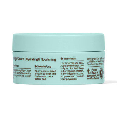Sun Bum Skin Care Restoring Night Cream | Vegan and Cruelty Free Moisturizing Formula with Niacinamide and Vitamin E | 1.5 oz