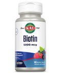 Kal 5000 Mcg Biotin Tablets, Mixed Berry, 100 Count
